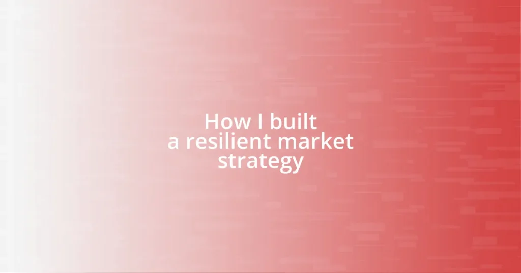 How I built a resilient market strategy