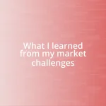 What I learned from my market challenges