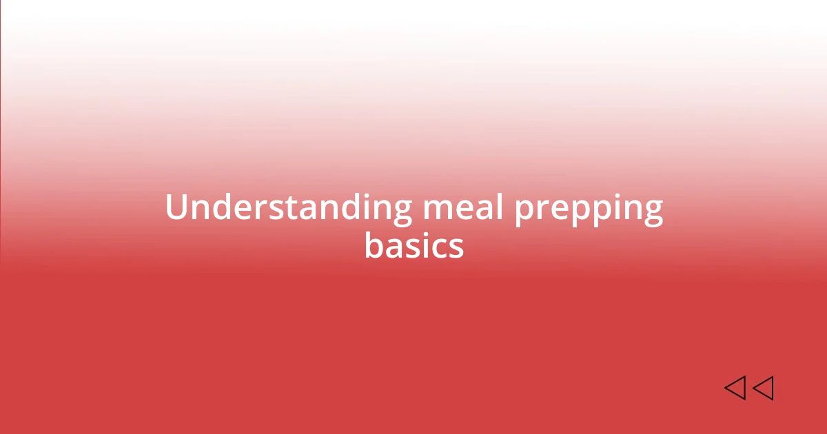 Understanding meal prepping basics