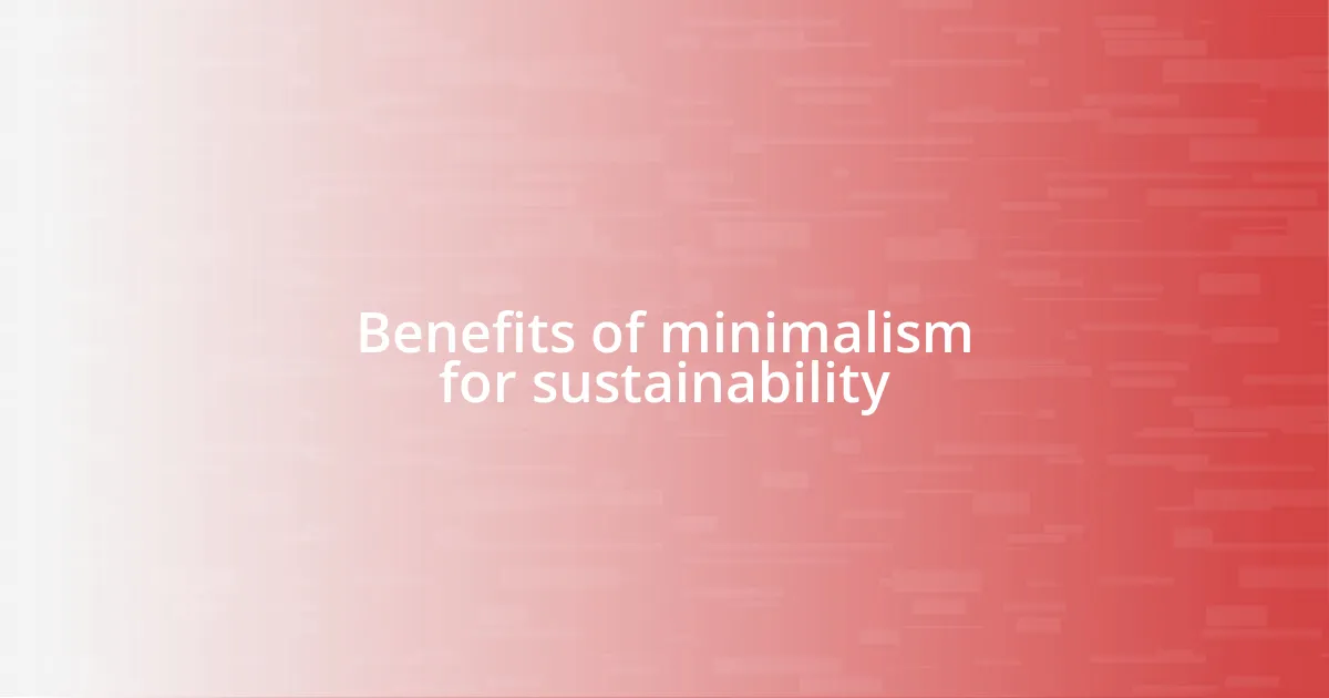 Benefits of minimalism for sustainability