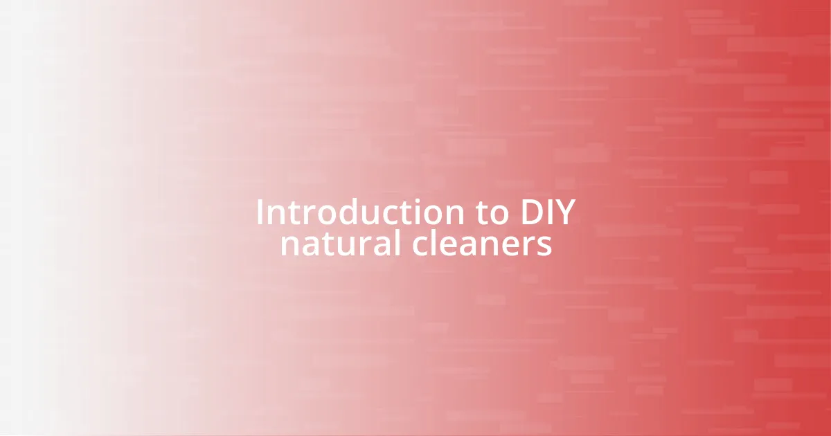 Introduction to DIY natural cleaners