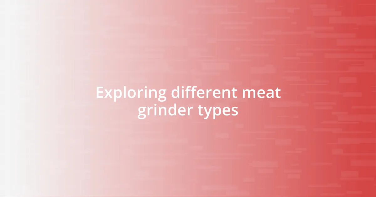 Exploring different meat grinder types