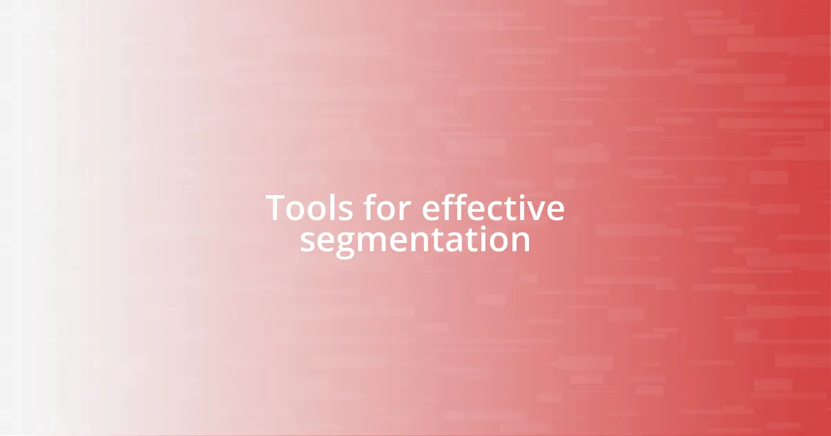 Tools for effective segmentation